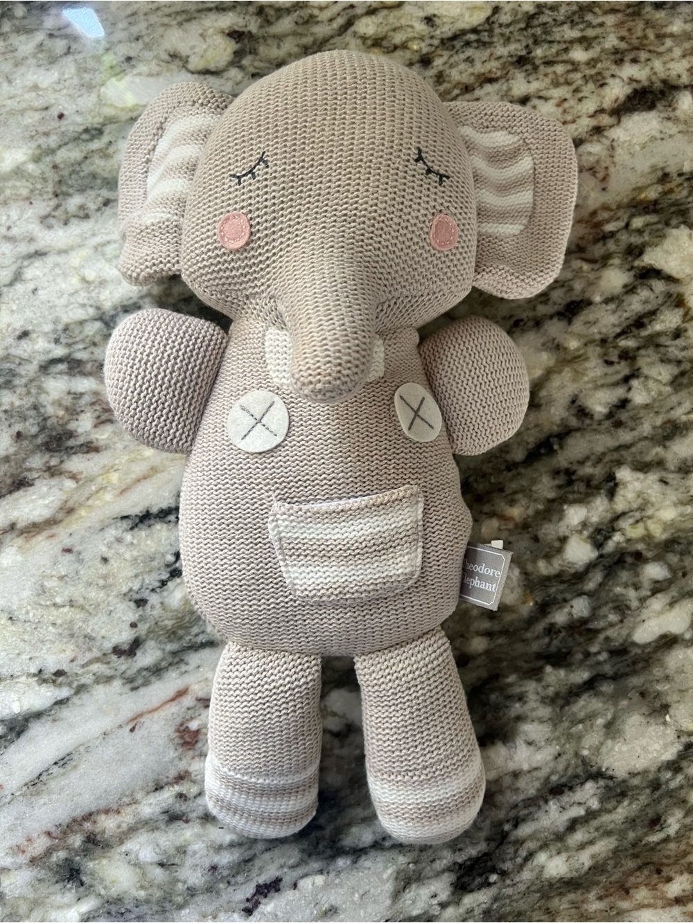 Living Textiles Co. "Theodore Elephant" Knitted Plush Toy (15" size).